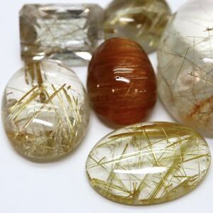 (天然ルチルクォーツ6点おまとめ100ct)m ルース 裸石 宝石 ジュエリー jewelry クリスタル crystal quartz K