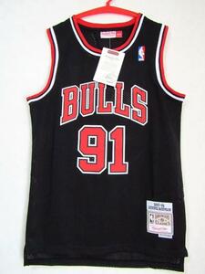 美品 NBA RODMAN #91 デニス・ロッドマン BULLS シカゴ・ブルズ ユニフォーム ゲームシャツ　ジャージ　刺繍　マイケル・ジョーダン　黒 M