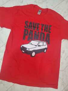 FIAT PANDA☆SAVE THE PANDA☆フィアット パンダ☆赤Mサイズ☆Tシャツ☆イタリア車☆パロディ新品未使用