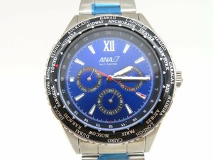1円◆稼働◆ ANA ブルー クオーツ メンズ 腕時計 O411