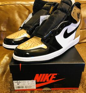 新品 国内正規 27.5 NIKE AIR JORDAN 1 RETRO HIGH OG NRG GOLD ナイキ エア ジョーダン レトロ ハイ パテント エナメル ゴールド 金 黒 白