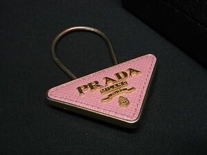 1円 PRADA プラダ キーリング キーホルダー チャーム メンズ レディース ピンク系×ゴールド系 FA5294
