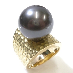 J◇K18【新品仕上済】特大 パール 16ミリ リング 指輪 17号 大きいサイズ イエローゴールド 18金 真珠 16mm 大粒 pearl gold