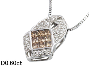 音羽屋■ ダイヤモンド/0.60ct K18WG ホワイトゴールド デザイン ネックレス 仕上済【中古】