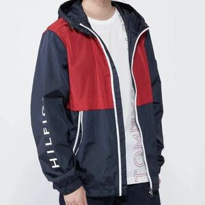 Id15 TOMMY HILFIGER トミーヒルフィガー パッカブルカラーブロックフーデッドジャケット ナイロンジャケット Sサイズ メンズ 紳士服