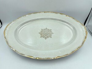 SEYEI オーバル皿 ラスター 金縁 大皿 盛皿 プレート アンティーク セーエー陶器 /中古 現状品 （HA039）