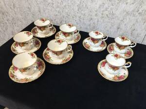 『 カップ＆ソーサ― 』E5 美品8客セット ROYAL ALBERT ロイヤルアルバート オールドカントリー ローズ 食器 アンティーク ★古時家★