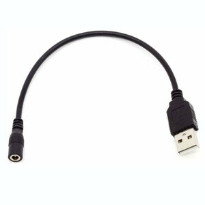 【vaps_7】USB電源ケーブル USBオス to DCジャックメス(3.5/1.35mm) ブラック 15cm 送込