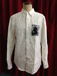 ■f171007-64F Hurley 白シャツ Sサイズ ハーレー ホワイトシャツ ポケットがおしゃれ メンズ 男 男性 中古