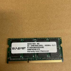 オ32 SUAEAST ノートPCメモリ 8GB DDR3L-1600MHZ 1枚