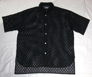ゆうパケット送料込・メンズ ローリーズファーム 黒半袖メッシュシャツ ・サイズMオーバーサイズ・USEDです