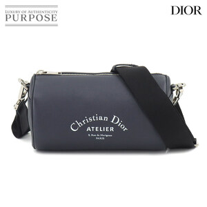 未使用 展示品 クリスチャン ディオール Christian Dior アトリエ ローラー ショルダー バッグ レザー ネイビー 1ATPO061 90217085