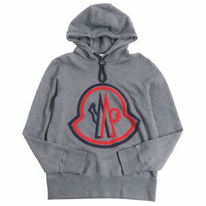 美品□2020年製 MONCLER/モンクレール MAGLIA ロゴ刺繍 コットン プルオーバー スウェットパーカー/フーディー グレー S 正規品 メンズ