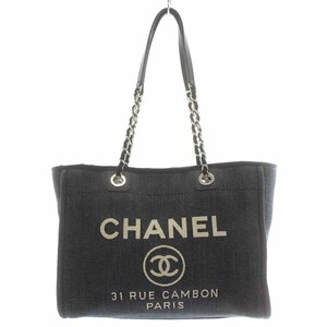 シャネル CHANEL ドーヴィル MM ココマーク デニム トートバッグ ハンドバッグ チェーン 20番台 紺 ネイビー /YI10 ■OH レディース