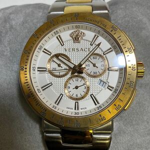 営YY45-60Y VERSACE ヴェルサーチ クロノグラフ 腕時計 WR5ATM VER121605440397 腕周り約15cm 不動品