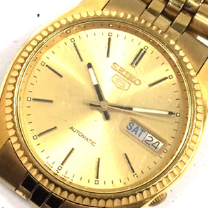 セイコー 5 デイデイト 自動巻 オートマチック 腕時計 メンズ ゴールドカラー文字盤 稼働品 7009-3110 SEIKO