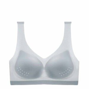 ナイトブラ ノンワイヤーブラ 無縫製シームレスブラ 美乳ブラ 脇高垂れ防止 ブラジャー 3Dカップ 脇肉補正 胸補正睡眠グレー size-L