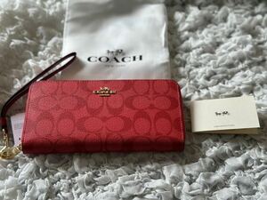 136 新品 COACH コーチ 長財布 シグネチャー ラウンドファスナー C4452