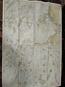 太平洋全島精図　　地図　資料　74×108cm　朝日新聞発行　イタミ　昭和17年発行　　B2308