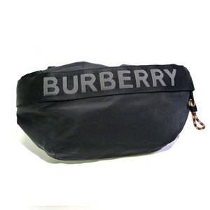 【中古】BURBERRY ボディバッグ ウエストポーチ ベルトバッグ ナイロン レザー ブラック 8025668