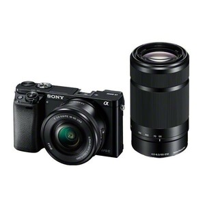 中古 １年保証 美品 SONY α6000 ダブルズームキット PZ 16-50mm ＋ 55-210mm ブラック ILCE-6000Y