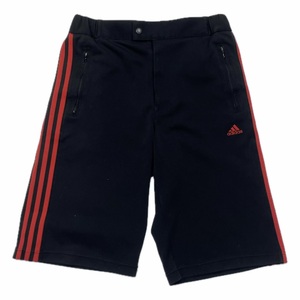 日本製 00s 2001年製 adidas アディダス JD1004 トラックショーツ ハーフパンツ 黒×赤 W85 L/F376/検トラックパンツ