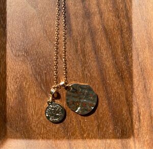 -SUI8- No.68 2つのコインのペンダント14KGF 47cm The 2 coins pendant. 14KGF 47cm