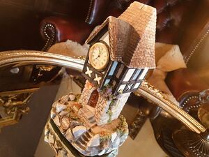 湯布院アンティーク イギリス 雑貨 ミニチュアハウス 時計台ハウス 時計付き カントリーハウス 英国製 H22