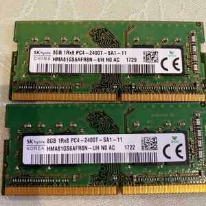 SKhynix DDR4 19200 1RX8 PC4 2400T 8GBX2枚セット(16GB)②