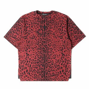 美品 DOLCE&GABBANA ドルチェ&ガッバーナ Tシャツ サイズ:46 22SS メタル DG ロゴ レオパード ヒョウ柄 半袖 G8NR4Z IS7AK 総柄 レッド