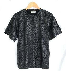 美品 上質 BALENCIAGA バレンシアガ Tシャツ サイズXS 黒 総柄 ボタニカル プリント 半袖 トップス 2回着用 蔦模様 D294