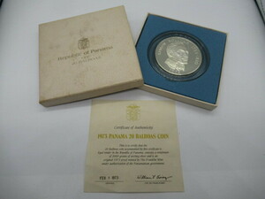 69865 パナマ共和国 1973年 20 BOLBOAS 銀貨 SIMON BOLIVAR 1783-1830 サイモン・ボリバー コイン