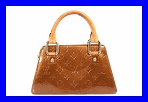 ●本物 美品 ヴィトン VUITTON ミニフォーサイス M91120 ハンドバッグ ヴェルニモノグラム ブロンズ Z3349