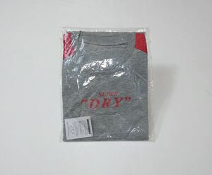 (未使用) SUPER DRY スーパードライ // アサヒ / 半袖 ロゴプリント Tシャツ カットソー (グレー系×赤・切替) サイズ L