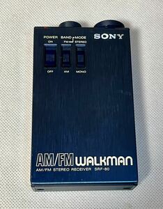 SONY ポータブルラジオ ヴィンテージ WALKMAN SRF-80 可動品 AM不良 ジャンク扱い 激安一円スタート