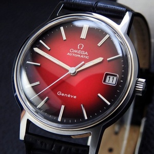 OMEGA オメガ Geneve ジュネーブ Steel 166.0163 Burgundy Gradation Dial メンズ 自動巻き (美品、OH済み ) / 34mm