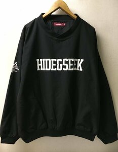 ◆HIDE AND SEEK ハイドアンドシーク XL 美品 ロゴ ナイロン プルオーバー ピステ ジャケット 黒 サイズXL