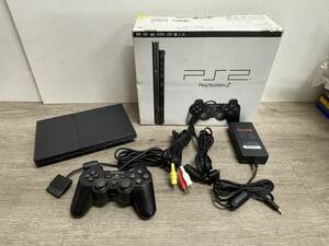 ☆ PS2 ☆ プレイステーション2 SCPH-70000 チャコールブラック 動作品 本体 コントローラー 純正アダプター 箱 付属 Playstation2 8392