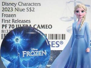 2023年 PF70 ULTRA CAMEO アナと雪の女王 エルサ ディズニー 2ドル 銀貨 NGC 鑑定 完全未使用 ニウエ ニュージーランド Disney Frozen