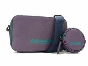 1円 ■新品同様■ COACH コーチ チャータースリム レザー コインケース付き クロスボディ ショルダーバッグ 斜め掛け パープル系 AR5515