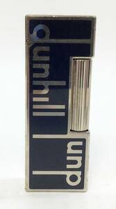 火花OK Dunhill ガスライター ブラック×シルバー 黒×銀 ロゴ ローラー式 スイス 喫煙具 喫煙グッズ コレクション 雑貨 小物 ダンヒル