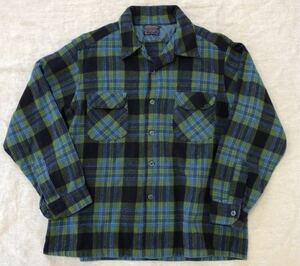 60s PENDLETON wool shirt ペンドルトン オープンカラー ウール シャツ アメリカ製 アメリカ ビンテージ チェック オンブレ 柄 ネルシャツ