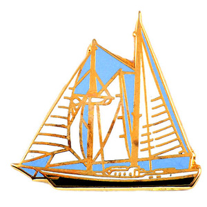 ピンバッジ・白い大型の帆船◆フランス限定ピンズ◆レアなヴィンテージものピンバッチ