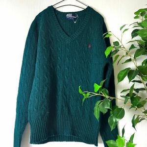 ポロラルフローレン ニット セーター 刺繍ロゴ M~L 緑 グリーン POLO RALPH LAUREN レディース 240219