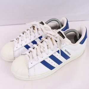 SUPERSTAR 26.5cm/adidas スーパースター アディダス スニーカー 白 ホワイト 青 金ベロ 中古 古着 メンズ ad5023