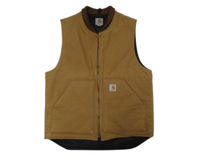 即決☆美中古 Carhartt カーハート ダック地 V001 VEST キルティングライナー ベスト ブラウン SIZE:M