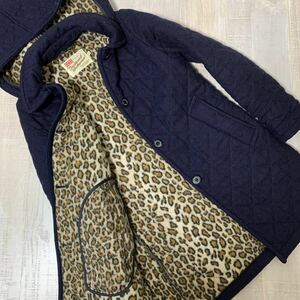 【裏地ヒョウ柄 美品】Traditional Weatherwear レオパード ウール100% キルティング コート ジャケット トラディショナル ウェザーウェア