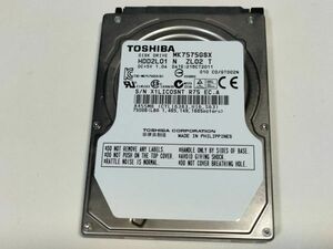 【使用時間6219時間】東芝 750GB HDD MK7575GSX 2.5インチ 9.5mm厚 CrystalDiskInfo正常判定【0SNT】