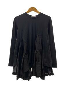 COMME des GARCONS COMME des GARCONS◆drape-detail long-sleeved top/フリルチュニック/S/ウール/BLK/AD2022