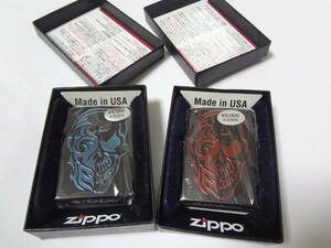 ハーフスカル HALF OF SKULL スカルデザイン ZIPPO 2点セット 展示未使用品